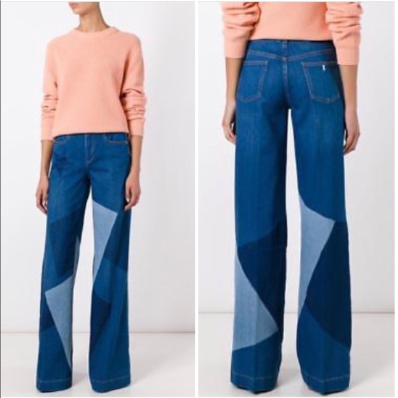Stella McCartney Denim - Stella McCartney High Waist Patchwork Flare Jeans